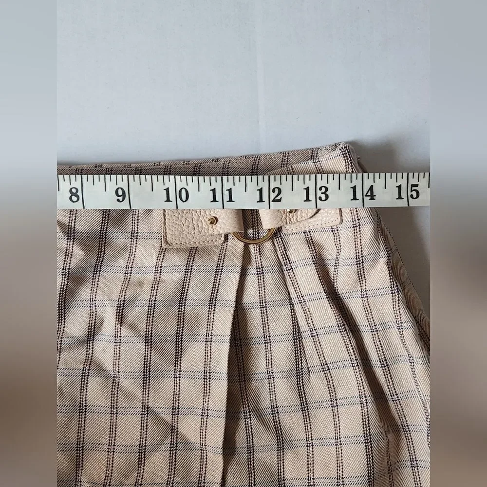 Sandro Paris Womens Nude Meredith Checkered Twill Mini Wrap Skirt Size 2